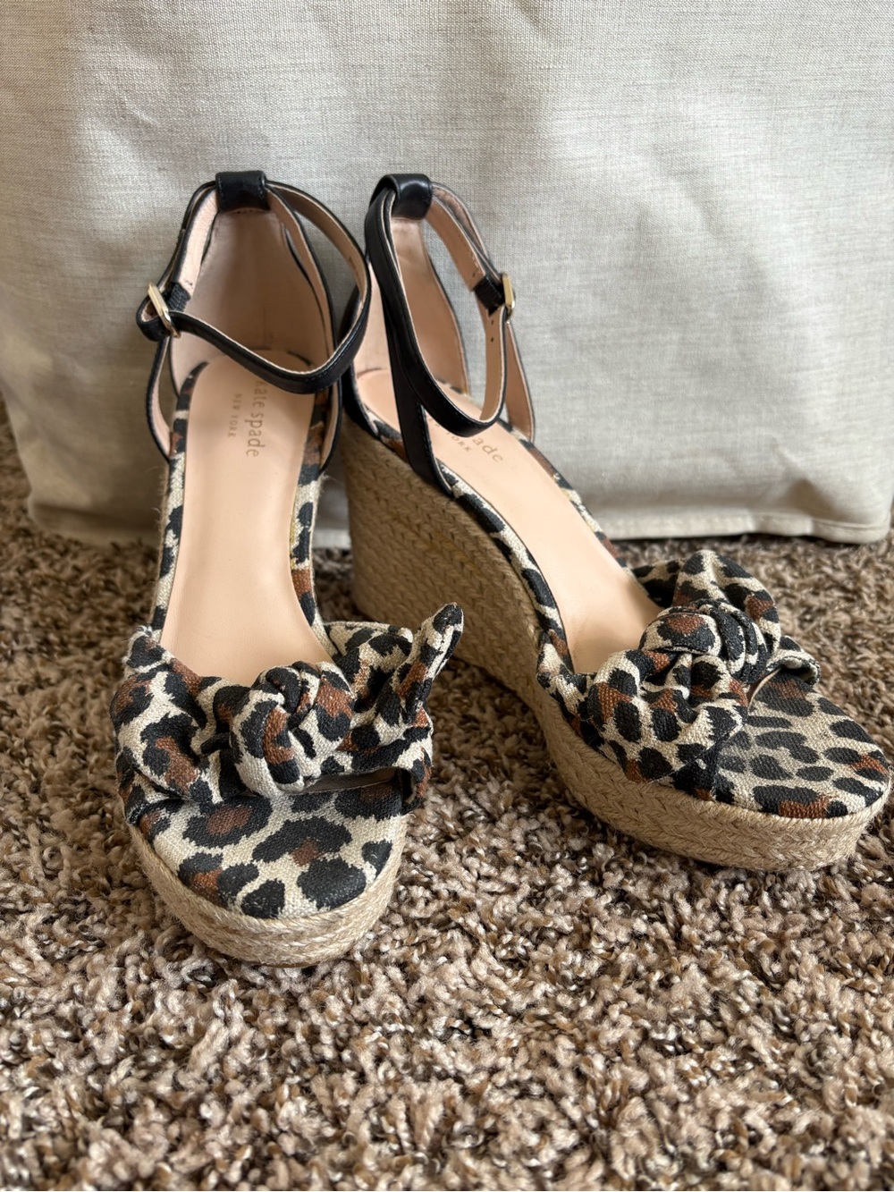 kate spade Leopard Print Espadrille Wedge Sandals - size 7